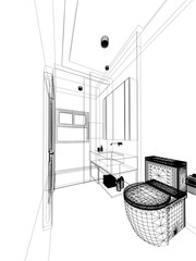 Fototapeta na wymiar abstract sketch design of interior bathroom 