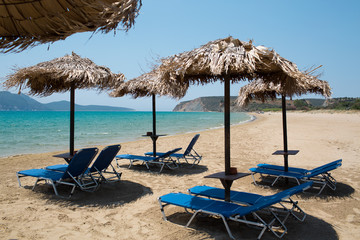 Sea beach with umbrellas 
