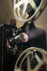 Close up of a vintage film projector