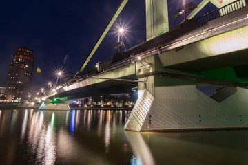 frankfurt floesser bridge in germany at night