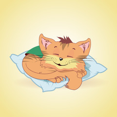 Sleeping cat cartoon illustration
