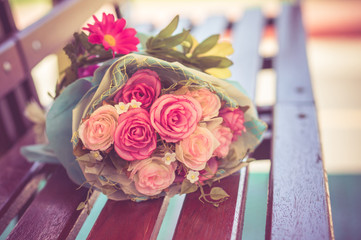beautiful bouquet with filter effect retro vintage style