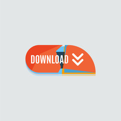 Colorful download web button. Modern flat design.