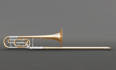 Obraz na płótnie Canvas Trombone on a gray