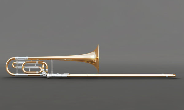 Trombone on a gray