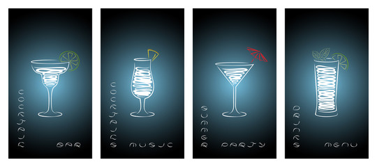 Set of design template for cocktail bar business cards.