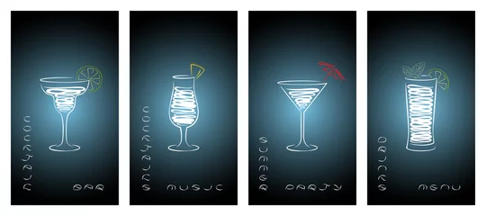 Foto op Plexiglas Set of design template for cocktail bar business cards. © Elena_Owl