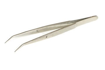 Pair of tweezers isolated on the white background