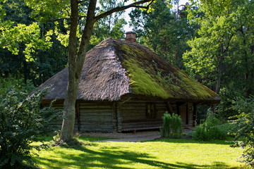 traditional wooden latvian house, open air museum in Riga