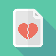 Long shadow document icon with a broken heart