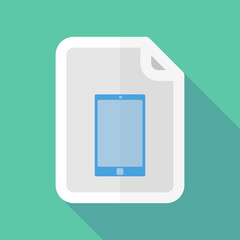 Long shadow document icon with a smart phone