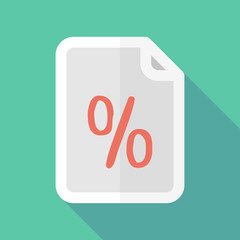 Long shadow document icon with a discount sign