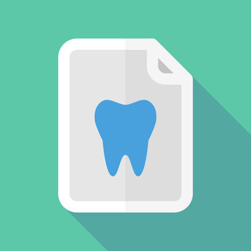Long shadow document icon with a tooth