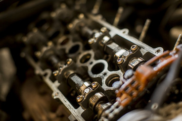 Car engine in the service