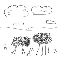 Simple doodle of some sheep