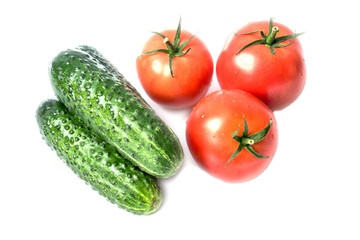 Ripe vegetables isolated on white background