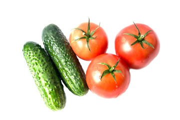 Ripe vegetables isolated on white background