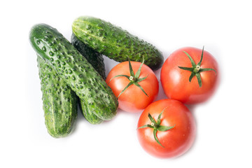 Ripe vegetables isolated on white background