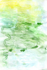 Abstract painted green colorful watercolor background
