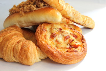  food Bakery bread on white background.