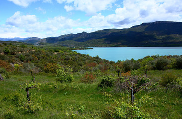 Naklejka premium Vistas de el embalse de El Grado, Pirineo de Huesca
