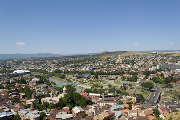 Fototapeta na wymiar View of Tbilisi old town from Narikala Fortress