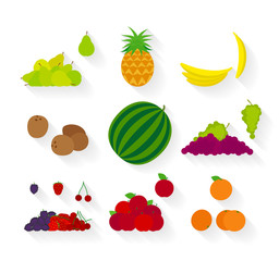 Different fruit flat icons