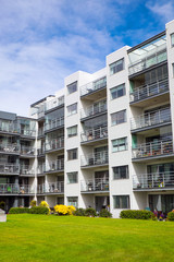 Multi-family building seen in Reykjavik, Iceland