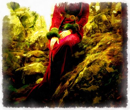 fantasy painting of a fairy woman forest,  Hand detail, computer