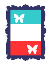 cadre décoratif,bleu blanc rouge,et papillon