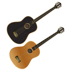 Obraz premium vector illustration dark acoustic guitar and classical guitar bright colors, isolated objects