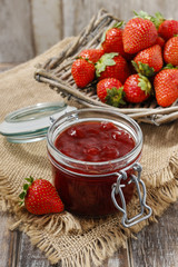 Jar of strawberry jam