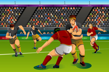 People Playing Rugby Seven in the Competition