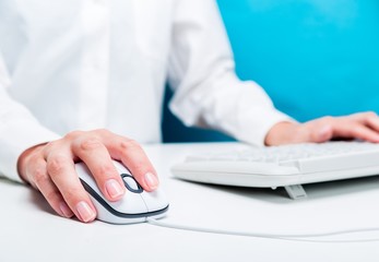 Computer Mouse, Computer Keyboard, Human Hand.