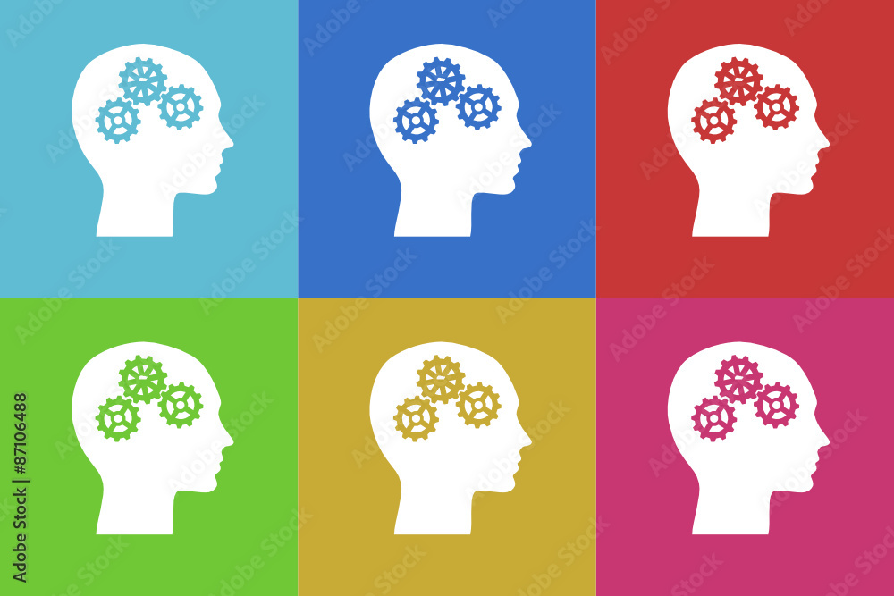 Poster head vector icons set