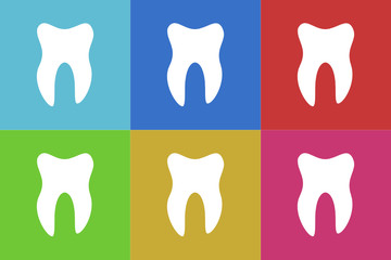 tooth vector lat icon set