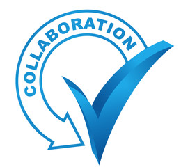 collaboration sur symbole validé bleu