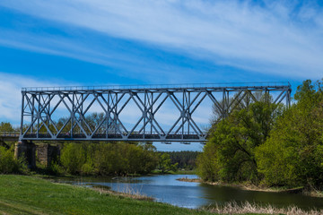 railway bridge over the river in province