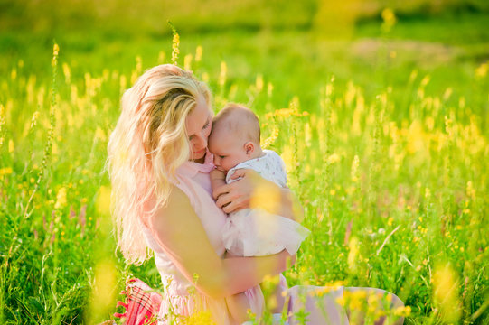 Mother and her child enjoy the summer