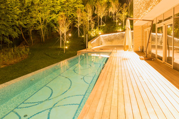 Swimming pool at night time