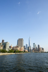 Fototapeta na wymiar Hudson River Skyline view of Downtown Manhattan New York City