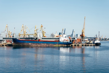 The cargo ship is in port. Odessa .