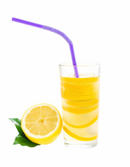 Fresh lemonade with lemon isolated