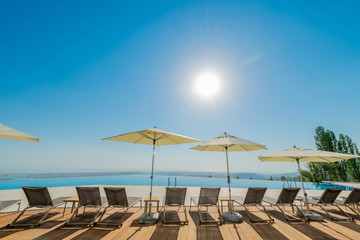 Infinity pool on the bright summer day