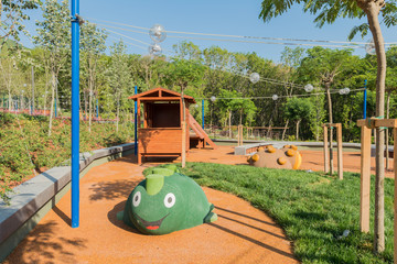 Children playground on bright summer day