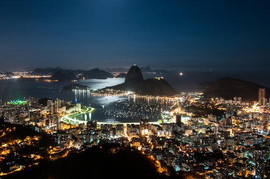 Night View of Sugarloaf Mountain, Rio de Janeiro, Brazil