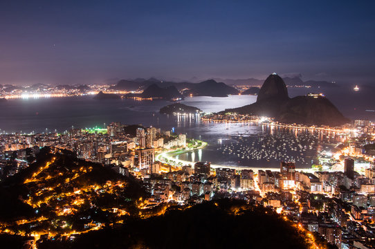 Night View of Sugarloaf Mountain, Rio de Janeiro, Brazil