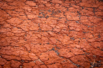 Dry and Cracked Red Earth Background