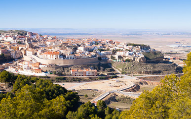 Spanish town at hill. Chinchilla de Monte-Aragon