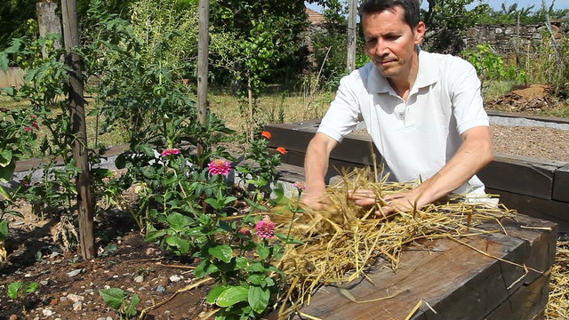 PAILLAGE carr&eacute; de jardin